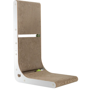 Cardboard Cat Scratcher, Vertical Cat Scratching Board, 23.6 Inch L-Shape Cat Scratch Pads with Built-in Catnip Toy Balls, Wall-Mount Cat Scratchers for Indoor Cats