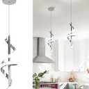 Spiral Led Pendant Light Fixtures, 5500K Cold White Modern Led Pendant Light Kitchen Island, Adjustable Height Kitchen Island Lights Fixtures for Dining Room Kitchen Bedroom Sink (1 Pack, Chrome)