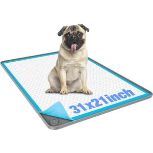 Pee Pad Holder for Dogs, 31"X21" Non-Slip Silicone Puppy Pad Holder with Low Edge Design for Small Dogs, Puppy Potty Training Pad Tray, Grey