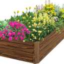 SnugNiture Galvanized Raised Garden Bed 8x4x1FT Outdoor Large Metal Planter Box Steel Kit for Planting Vegetables, Flowers (Brown)