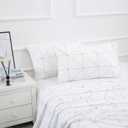 Bed Sheet Set 4 Pieces -Queen Size-Soft Durable Microfiber Bedding Sheet Set,Deep Pocket,Stain,Fade & Wrinkle Resistant(Geometric White)