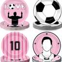48Pcs Soccer Paper Plates Soccer Star Disposable Dessert Plates Supplies 7Inch Black and Pink Sports Ball Plate Sport Party Dinnerware Decorations for Birthday Baby Shower Party Decorations