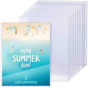 Jecery 10 Pcs 9 x 12'' Rigid Print Protectors Clear Rigid Plastic Paper Page Protectors Photo Plastic Sleeves for Document