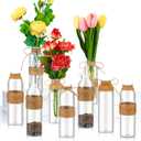 Baderke 12 Pcs Plastic Vases with 24 Ropes, Centerpieces Bulk Buds Wedding Decorations Mini Vintage Floral Vases for Home Tables Living Room Office Decoration Housewarming Gift (Cylinder)