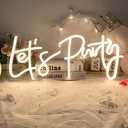 DIVATLA Let's Party Neon Sign for Decor, Large 23"X10" Light Up LED Signs for Birthday, Prom, Wedding, Celebrations, Warm White