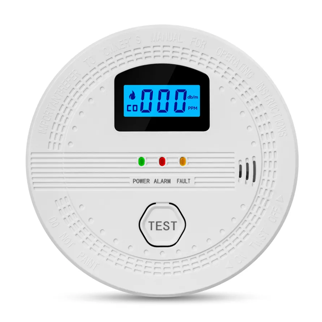2 in 1 CO & Smoke Alarm,Carbon Monoxide Detectors, with Battery, Smoke Detector,85dB in Alarm,for Home and Kitchen,LCD Screen,Easy to Install