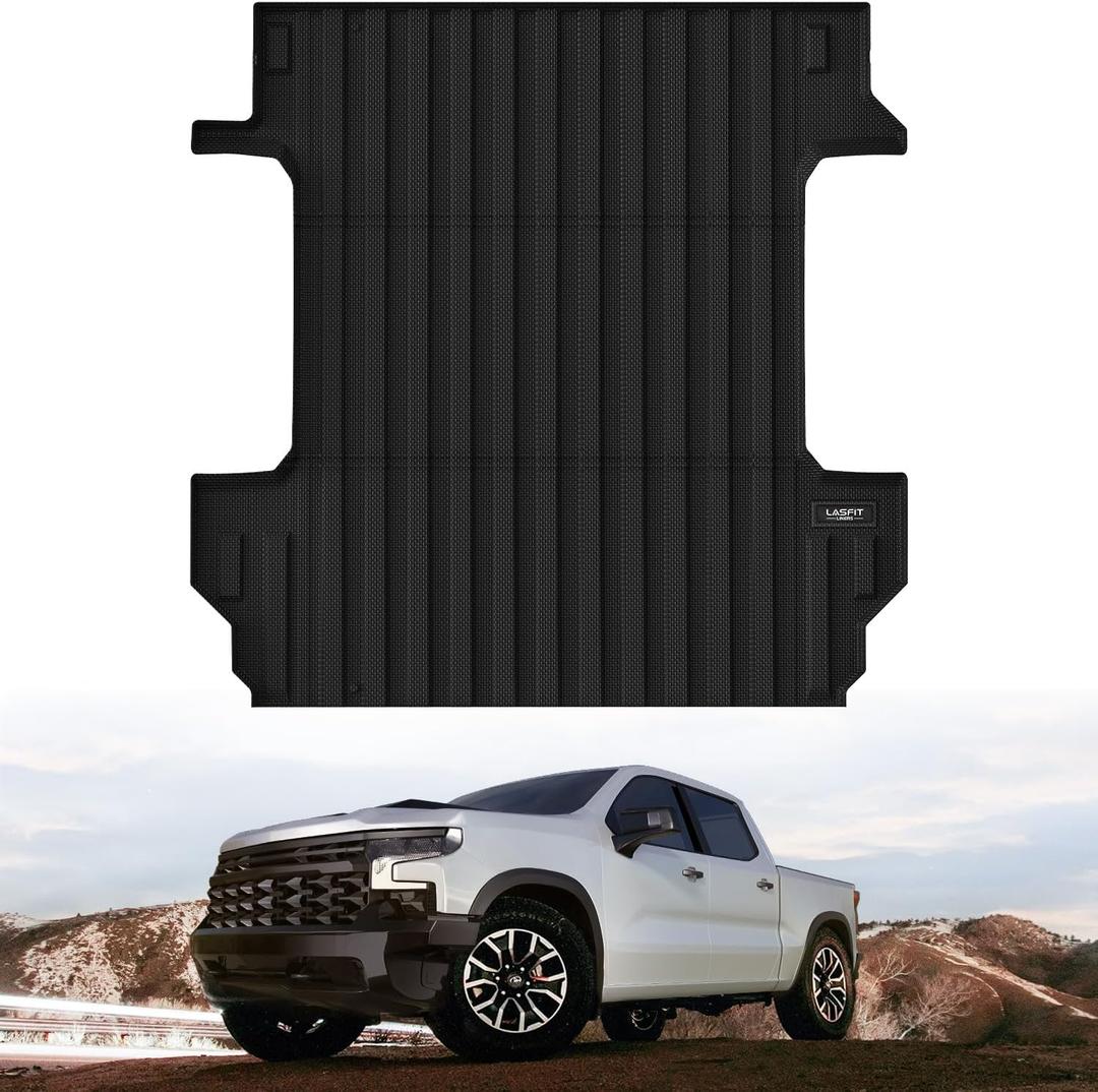 LASFIT Truck Bed Mat 2019-2026 for Chevrolet Chevy Silverado 1500 | GMC Sierra 1500 (Only Fit 5.8FT Bed), Bed Liner for Chevy Silverado GMC Sierra 1500, Not Fit Optional CarbonPro Bed