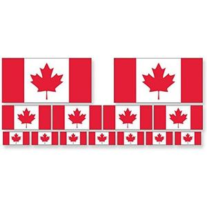 2 x Sheet of Multiple Size Canadian Flag Stickers (Canada Vinyl Decal for car Scrapbook or Laptop (2x4 inch; Qty 4: 1x2 inch; Qty 7: 0.5x1 inch)