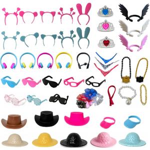 Rubber Duck Accessories 52PCS - Decorations for Rubber Duck - Hats Glasses Earphones Necklaces Wings Crowns DIY Accessories for Rubber Duck (Put On)