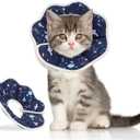 Soft Cat Cone, Adjustable Recovery Collar After Surgery to Prevent Licking Wound, Protective Cat Neck Cone, Comfortable Pet Elizabethan Collar for Cats Kittens and Puppies (XS) (XS (Neck: 2.7-4.8 in), Planet Pattern)