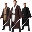 Spooktacular Creations Halloween Mens Tunic Hooded Cloak, Knight Costume Men, Tunic Hooded Robe with Pants for Halloween, L, Brown