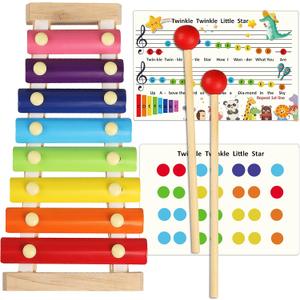 LOOIKOOS Xylophone for Kids Wood Xylophone with 2 Mallets Educational& Preschool Learning Baby Percussion Wooden Musical Instruments Toys for Boys and Girls