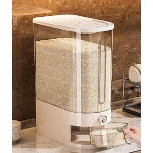Large Rice Dispenser 12Lbs, Cereal Dispenser Rice Container Food Storage Container with Measuring Cup, Cereal Containers Storage Kitchen Storage Household Rice Pet Food Holder (12LBS)