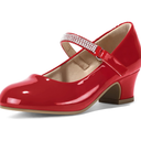 K KomForme Mary Jane Shoes with Low Heel Rhinestones Princess Flats Dress Pump Shoes for Little Kid/Big Kid 13