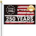 FLUUZE American 250th Anniversary Flag, Double Sided 3 ply 3 * 5 ft, American Flags for Outside, Heavy Duty, 4th of July Decorations, USA 1776-2026 250th Birthday Premium Flag with Grommets (Style 1)