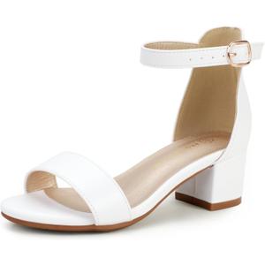 Hehainom Girls White Heels Sandals Size 5 Ankle Strap Dress Shoes Toddler Little Big Kid Flower Girl Wedding Party Pumps shoes