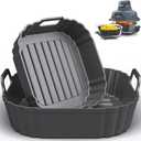 Square Silicone Air Fryer Liners for Ninja Crispi FN101GY FN101SG FN101ST FN101MT FN101PL for 4Qt & 6Cup, Reusable Basket Trays, 4-in-1 Portable Glass Airfryer Accessories