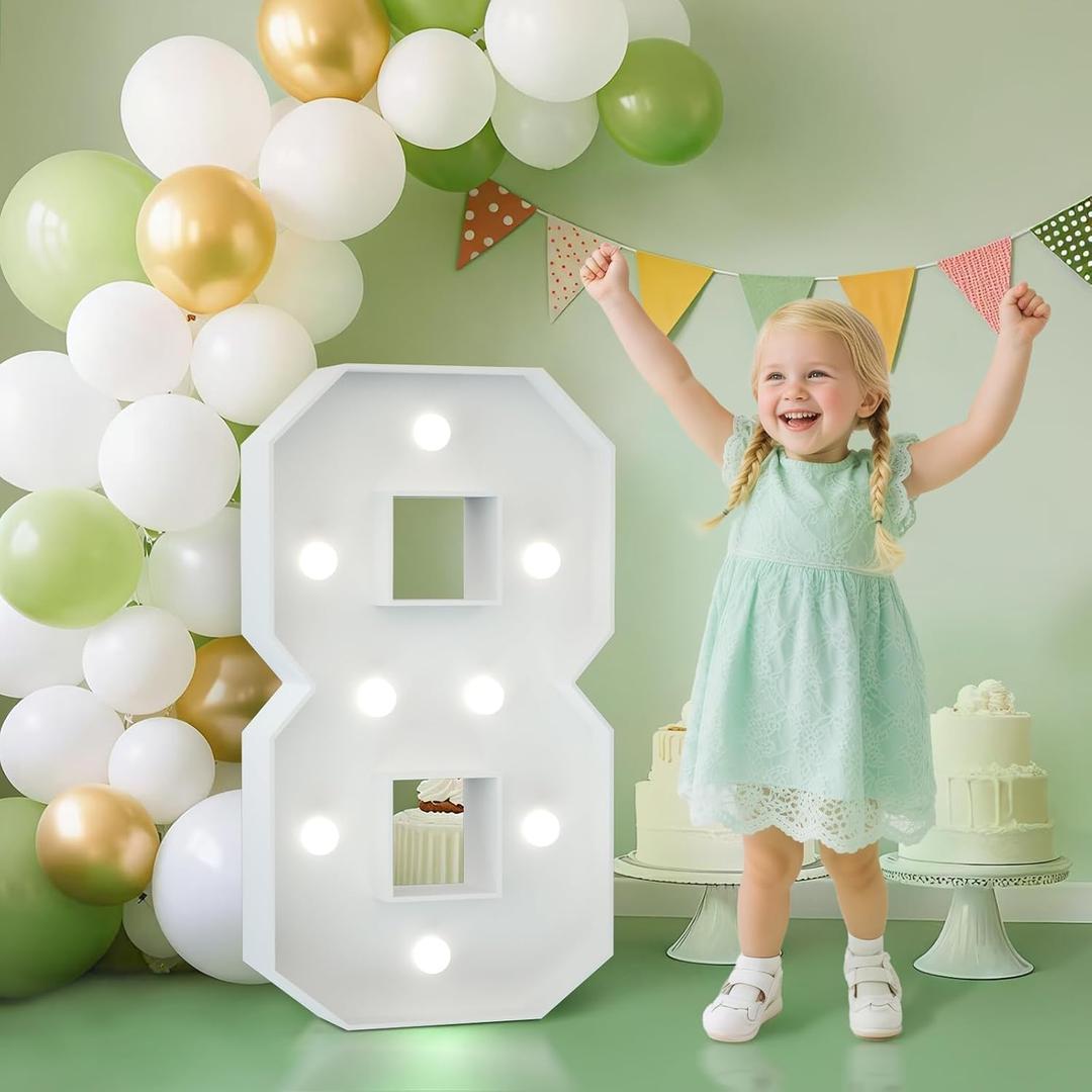 2.3FT Marquee Numbers 8, Light up Numbers Birthday Decorations for Girls Birthday Party Anniversary Backdrop