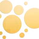 Shappy 32 Pcs Acrylic Mirror Wall Stickers Removable Round Wall Decal Circle Mirror Tiles for Home Bathroom Living Room Bedroom TV Background Decor (Gold, Medium Size)