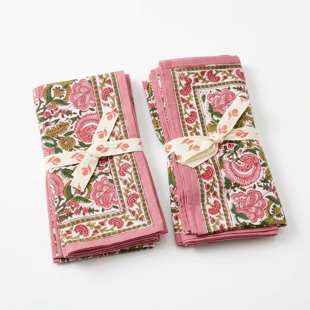 Pomegranate Bohemian Floral Napkin Set Of 4, Pack of 2