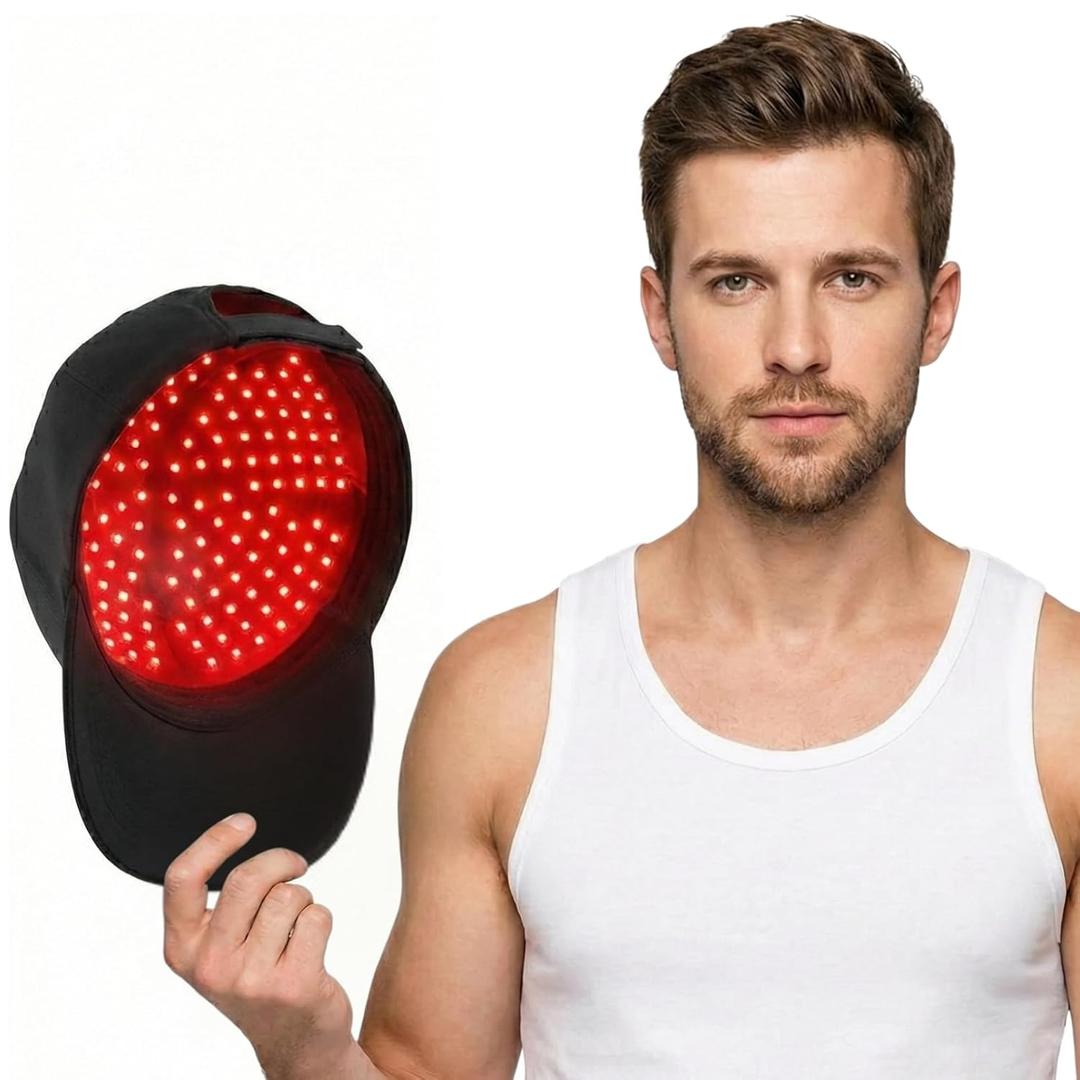 Red Light for Hair Growth - Wireless Hair Growth Cap for Hair Loss, Red Light Cap with 4-Light Modes & Pulse Mode Full Scalp Coverage Care, Portable Care for Home, Travel