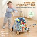 Wiqins Wooden Baby Push Walker, 10-in-1 Baby Walker Toys with Wheels for Toddlers 18 Months, Detachable Montessori Activity Board Toy & Storage for 1 Year Old Boys Girls Learning to Walk