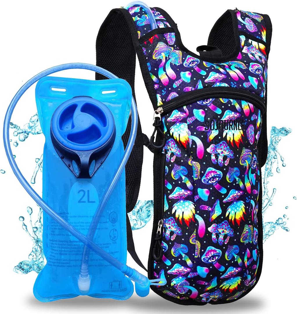 Sojourner Rave Hydration Pack - Hydration Backpack - Hydropack with 2L Bladder - Water Backpack for Festivals, Hiking, Running, Biking and More, One Size