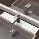 Faucet Mat for Kitchen Sink - Super Absorbent Diatomite Fast Drying Stone, Quick Drying Splash Guard,Prevents Moisture Buildup Sink, Durable Protector for Kitchen,Bathroom Counter (23.6" x 3.9", White)