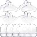 Nuanchu 8 Pcs Nipple Shields for Nursing Newborn Breastfeeding 20 mm 15 mm Nipple Shield Bulk Silicone Protector with Clear Carrying Case for Protecting Sore, Flat or Inverted