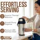 Coffee Carafe Insulated 102 OZ / 3L Stainless Steel Hot Beverage Dispenser, Airpot Coffee Dispenser with Pump, Thermal Coffee Carafe for Hot Liquids, Coffee Carafes for Keeping Hot Drink Dispenser