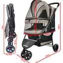 ROODO Escort 3 Wheel Dog Cat Pet Stroller for Small/Medium Dogs Cats Best Lightweight Foldable Portable Compact Jogger All Terrain Travel Pet Gear System Puppy Doggie Bunny Kitty Stroller(Grey)