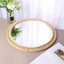 21 Inch Boho Round Hanging Wall Mirror Decorative Rattan Circle Wall Mounted Mirror for Farmhouse, Living Room, Bedroom, Bathroom