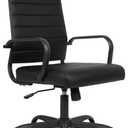 LANDSUN Home Office Chair High Back Executive Chair Ribbed Leather Computer Desk Chair with Armrests Soft Pad Adjustable Height Swivel Conference Black Frame, 29 inches x 29 inches x 43.5 inches