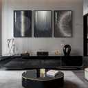 Large Framed Black Silver Modern Abstract Wall Art for Living Room, 3 Piece Elegant Luxury Art Prints Paintings Artwork for Walls, Glitter Pictures for Entryway Dining Room Bedroom Wall Decor 24x36 In