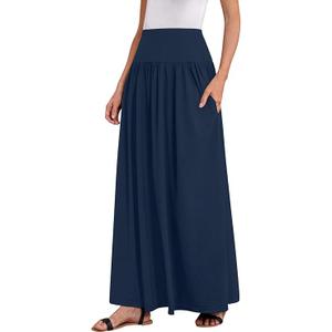 Maxi Skirts for Women with Pockets- Elastic Waist Casual Long Skirts, M, Made in USA