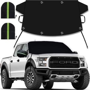 EcoZoro Windshield Cover for Ice and Snow, Car Windshield Snow Cover, Thicken Windshield Frost Cover Waterproof Windshield Snow Ice Cover with Side Mirrors Cover for Most SUVs Trucks (74"x 47")