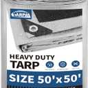 TARPAL 50x50 Feet Tarps Silver 10.5Mil Multipurpose Protective Cover Heavy Duty Tarp Waterproof,Snow or UV Protection,Durable Reinforced Edges