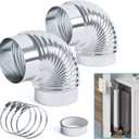 Air Jade 2 Pcs 90 Degree Dryer Vent Elbow, 4" Diameter Metal Elbow Vent Connector for Dryers, HVAC Duct Pipe Ductwork, Galvanized Dryer Vent Elbow Connector for Tight Space