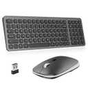cimetech Wireless Keyboard and Mouse Combo, Compact Full Size Wireless Keyboard and Mouse Set Less Noise Keys 2.4G Ultra-Thin Sleek Design for Windows, Computer, PC, Notebook, Laptop - Gray