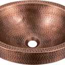 Monarch Abode Bathroom Sink 17-Inch Oval Skirted Drop In Bathroom Sink, Top Mount Hand Hammered Pure Copper Vanity Sinks for Countertop, Powder Room or Restroom, Drop in Sinks for Bathrooms
