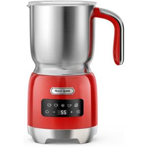 Hazel Quinn Milk Frother, 5 Functions, Variable Temp and Thickness Frother and Steamer, Detachable for Dishwasher Safe, 400ML/13.5OZ for Hot & Cold Latte, Cappuccino - Ruby Red