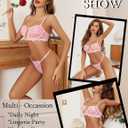 Avidlove Lingerie for Women Sexy Lace Bra and Panty Set Underwire Push Up Lingerie Sets Demi Half Cup Pink S