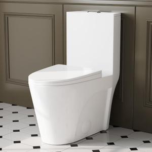 DeerValley Elongated One Piece Toilet with 17" Comfort Seat Height 1.1/1.6 GPF MAP 900g Dual Power Flush Toilet for Bathrooms DV-1F52102