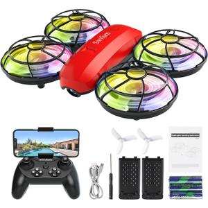 Swifsen Drone with Camera for Kids and Beginner, Birthday Gift Toy for Boys and Girl, Indoor Quadcopter Plane for Boy, Small Helicopter with Auto Hovering, 3D Flips, Headless Mode, 2 Batteries