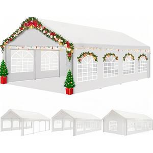 COBIZI 13x26FT Party Tent Heavy Duty Outdoor Gazebo White Event Shelter Wedding Canopy Tent for Parties Carport Commercial with Removable Sidewall Windows, Powder Coating (Better Than Galvanized)