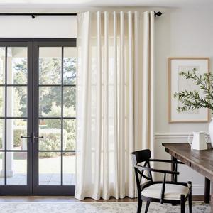 jinchan Beige Linen Blend Curtain 84 Inches Length 1 Panel for Bedroom Living Room, Light Filtering 84 Inches Wide Natural Farmhouse Drape with Rod Pocket Back Tab (84W x 84L, Ecru)