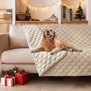 gogobunny 100% Double-Sided Waterproof Dog Bed Cover Pet Blanket Sofa Couch Furniture Protector for Puppy Large Dog Cat, Reversible (52x82 Inch (Pack of 1), Beige)