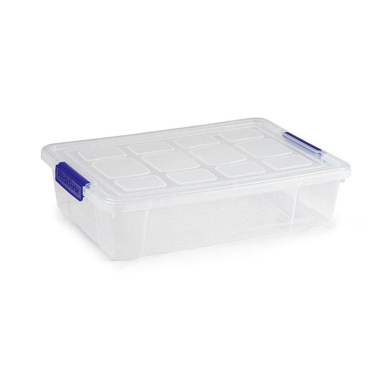 Plastic Food Trays Transparent With Blue Contracts, Size Length 20in, Height 7in, Width 14in 3 Piece