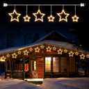 Christmas Star Window Lights with 9 Drops - 13ft Star Icicle String Lights with 150 Mini Bulbs, Plug-in Connectable Curtain Hanging Lights for Christmas Home Indoor Holiday Decor