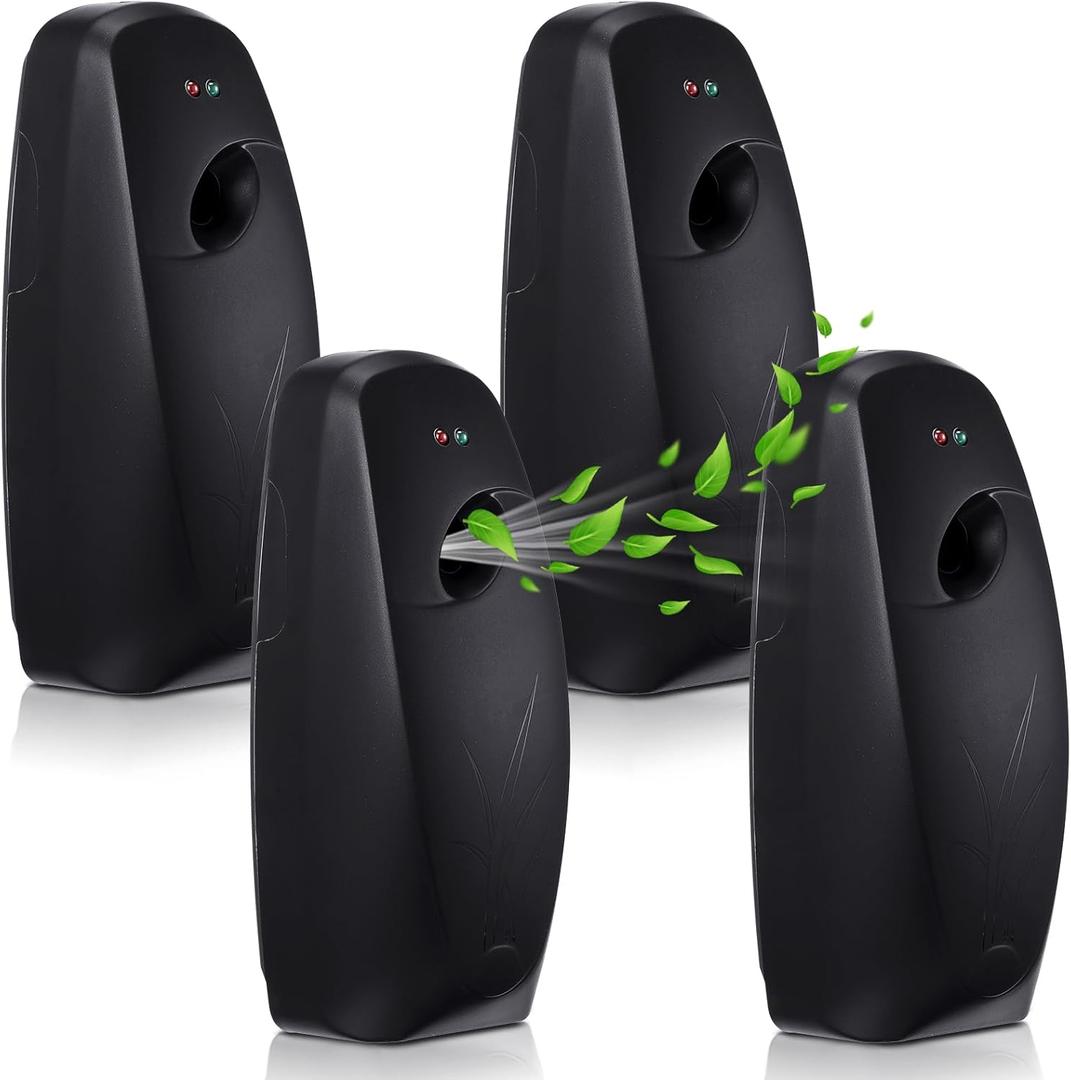 Maxcheck 4 Pcs Automatic Air Freshener Spray Dispenser Wall Mounted Automatic Spray Dispenser Air Freshener for Bathroom Battery Operated Free Standing for Commercial Place and Room(Black)